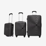 Troler set 3 Bucati KREAL model RIO Troler cabina 44x32x18 cm cu Troler cabina 55 cm şi Troler mare 77 cm ABS gri