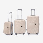 Troler set 3 Bucati KREAL model RIO Troler cabina 44x32x18 cm cu Troler cabina 55 cm şi Troler mediu 67 cm ABS Champagne