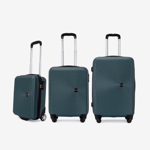 Troler set 3 Bucati KREAL model RIO Troler cabina 44x32x18 cm cu Troler cabina 55 cm şi Troler mediu 67 cm ABS verde