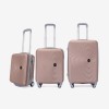 Troler set 3 Bucati KREAL model RIO Troler cabina 44x32x18 cm cu Troler cabina 55 cm şi Troler mediu 67 cm ABS  roz - Imagine 1