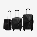 Troler set 3 Bucati KREAL model RIO Troler cabina 44x32x18 cm cu Troler cabina 55 cm şi Troler mare 77 cm ABS negru