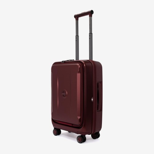 Troler cabina compartiment laptop ENZO NORI model GALAXY 55 cm policarbonat burgundy