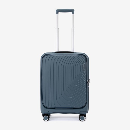 Troler cabina buzunar frontal laptop ENZO NORI model ROMA 55 cm polipropilenă albastru