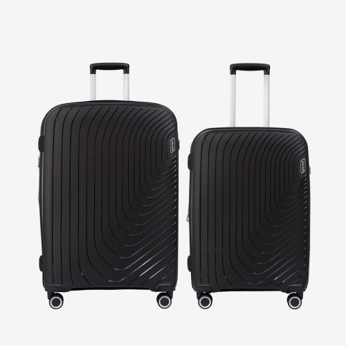  Troler set 2 Bucati ENZO NORI model ROMA Troler mediu 65 cm şi Troler mare 75 cm polipropilenă negru 