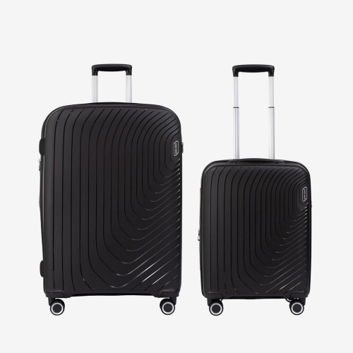  Troler set 2 Bucati ENZO NORI model ROMA Troler cabina 55 cm şi Troler mare 75 cm polipropilenă negru 