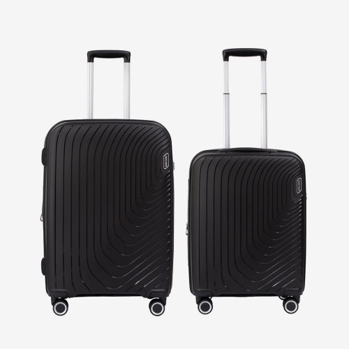  Troler set 2 Bucati ENZO NORI model ROMA Troler cabina 55 cm şi Troler mediu 65 cm polipropilenă negru 