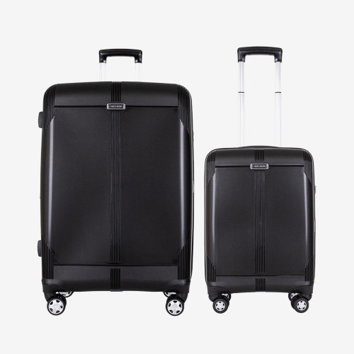  Troler set 2 Bucati ENZO NORI model LONDON Troler cabina 55 cm şi Troler mare 76 cm polipropilenă negru 