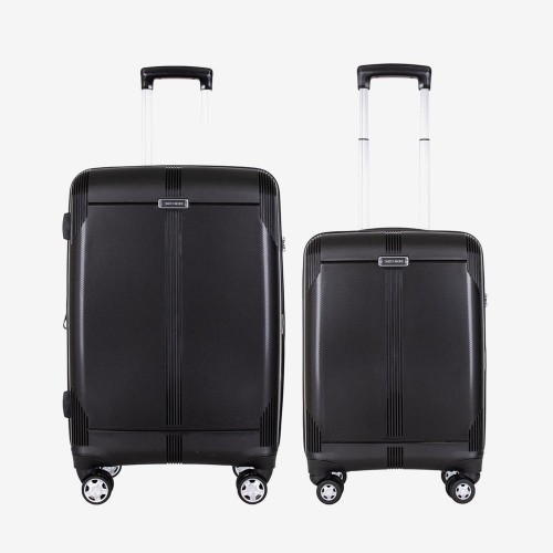  Troler set 2 Bucati ENZO NORI model LONDON Troler cabina 55 cm şi Troler mediu 68 cm polipropilenă negru 