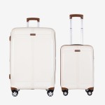  Troler set 2 Bucati ENZO NORI model LONDON Troler cabina 55 cm şi Troler mare 76 cm polipropilenă bej