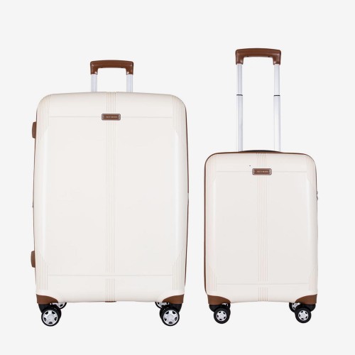  Troler set 2 Bucati ENZO NORI model LONDON Troler cabina 55 cm şi Troler mare 76 cm polipropilenă bej