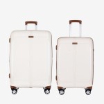  Troler set 2 Bucati ENZO NORI model LONDON Troler mediu 68 cm şi Troler mare 76 cm polipropilenă bej