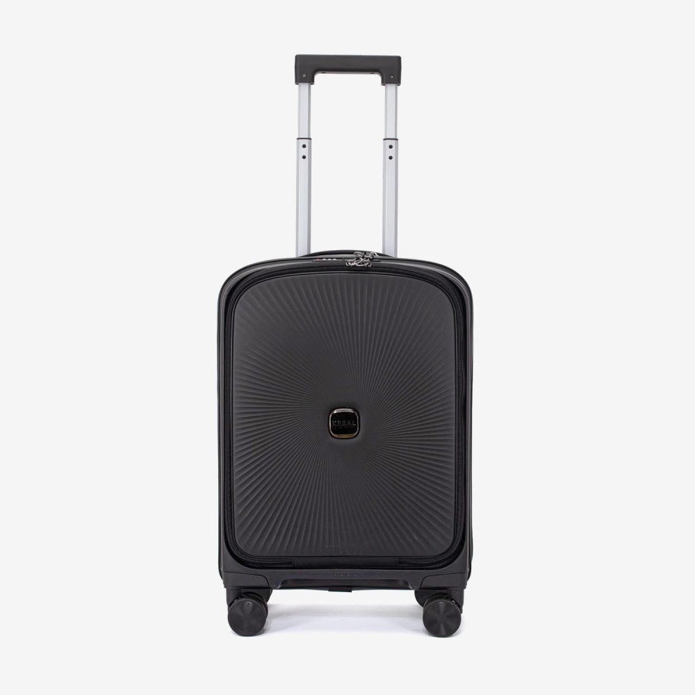 Troler cabina buzunar frontal laptop KREAL CUBA 55 cm polipropilena negru