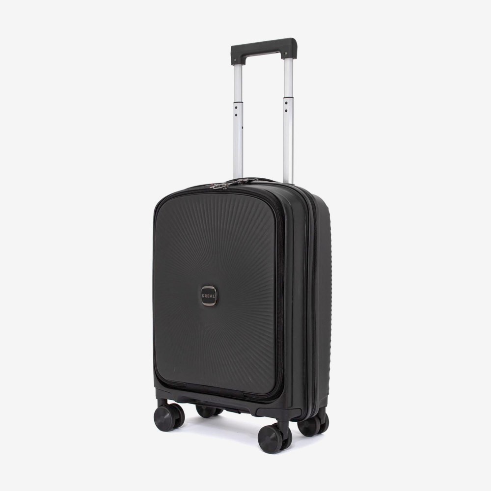 Troler cabina buzunar frontal laptop KREAL CUBA 55 cm polipropilena negru