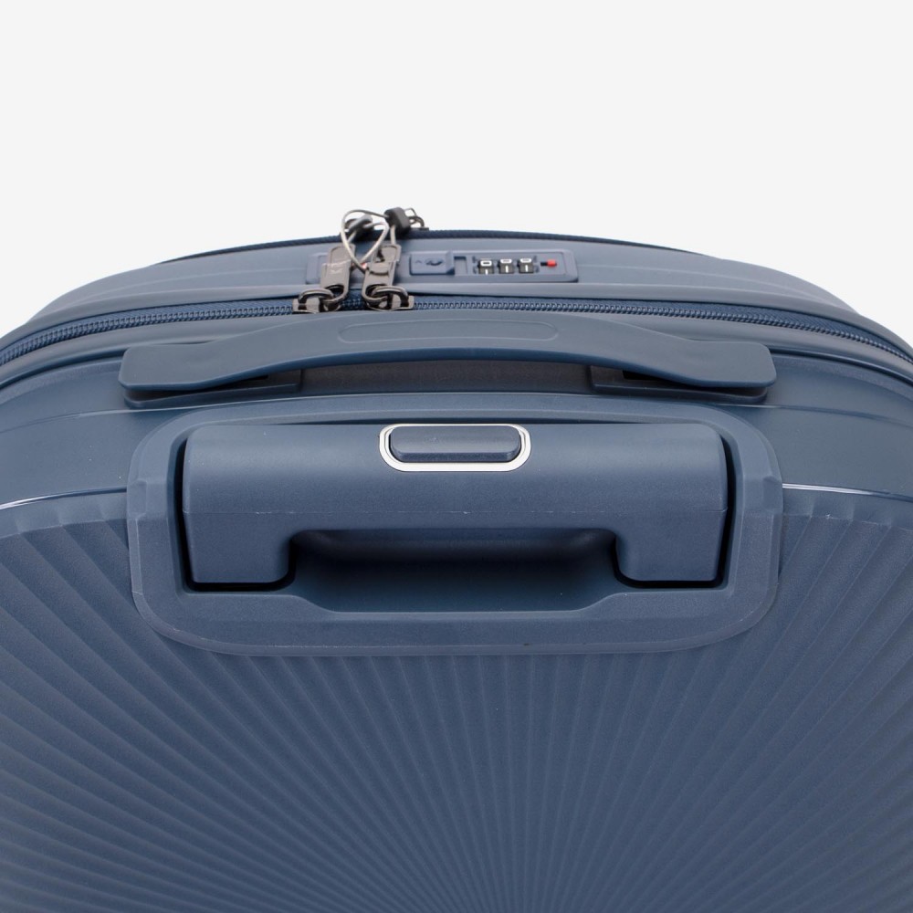 Troler cabina buzunar frontal laptop KREAL CUBA 55 cm polipropilena bleumarin