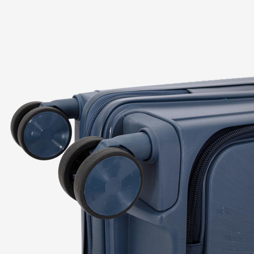 Troler cabina buzunar frontal laptop KREAL CUBA 55 cm polipropilena bleumarin