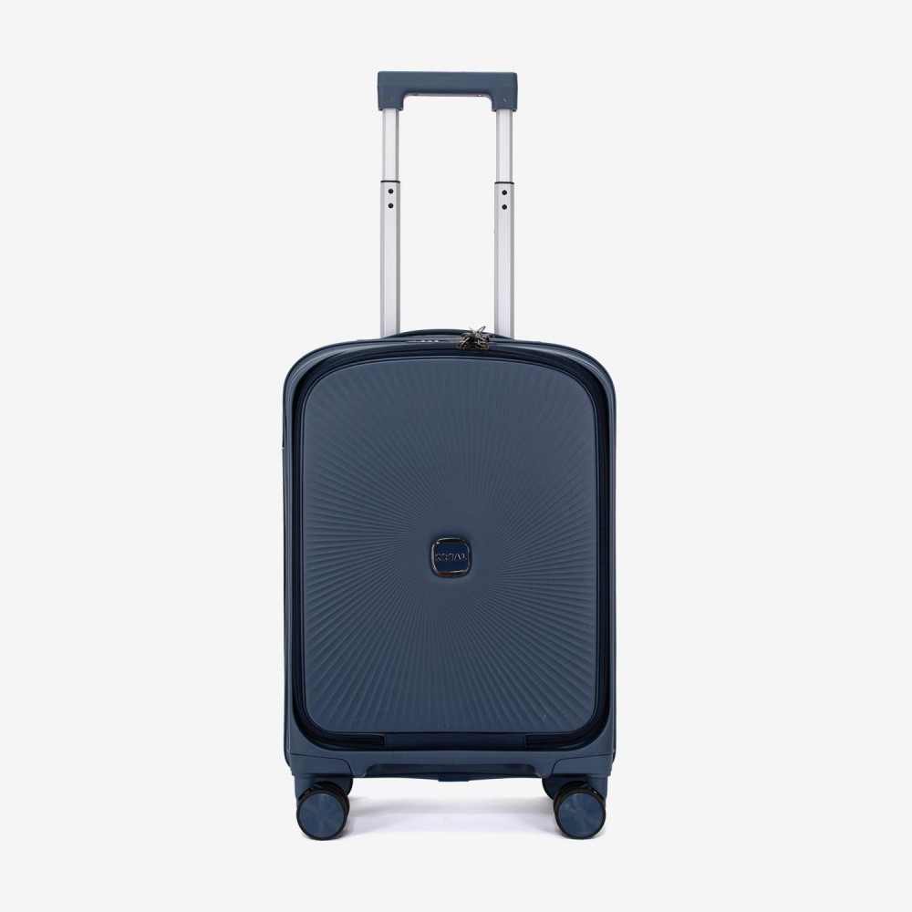 Troler cabina buzunar frontal laptop KREAL CUBA 55 cm polipropilena bleumarin
