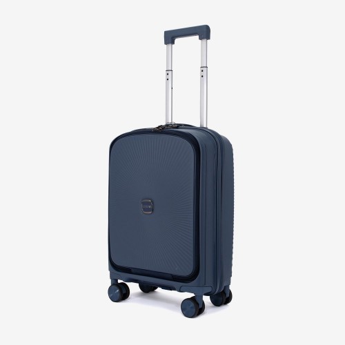 Troler cabina buzunar frontal laptop KREAL CUBA 55 cm polipropilena bleumarin