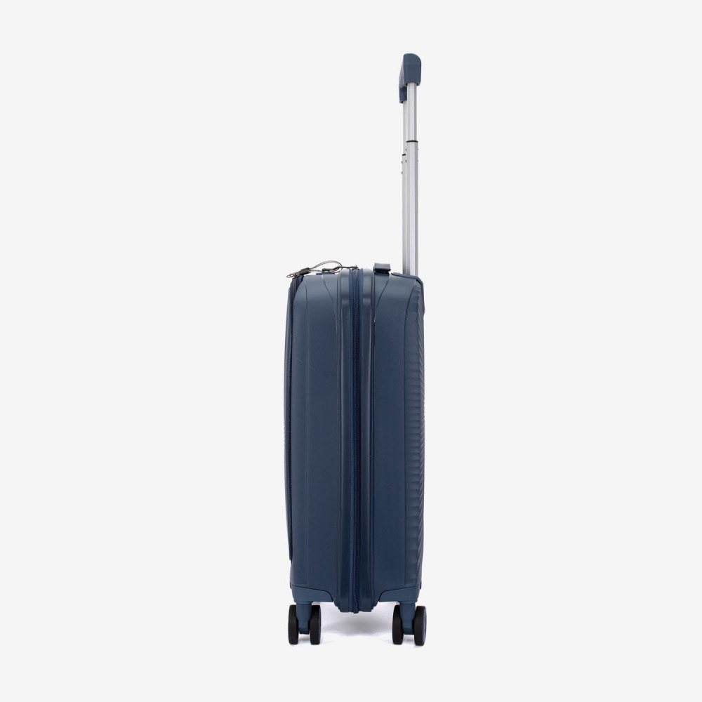 Troler cabina buzunar frontal laptop KREAL CUBA 55 cm polipropilena bleumarin