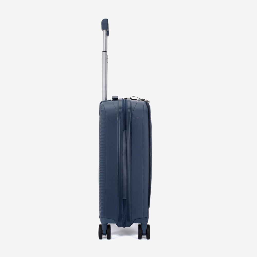 Troler cabina buzunar frontal laptop KREAL CUBA 55 cm polipropilena bleumarin