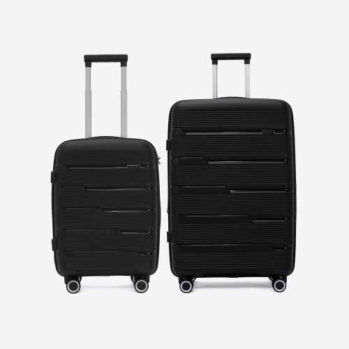  Troler set 2 Bucati KREAL model MARCILIA Troler cabina 54 cm şi Troler mare 74 cm polipropilenă negru 