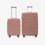  Troler set 2 Bucati KREAL model MARCILIA Troler cabina 54 cm şi Troler mare 74 cm polipropilenă roz