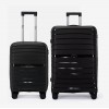  Troler set 2 Bucati KREAL model HAWAII Troler cabina 55 cm şi Troler mare 75 cm polipropilenă negru - Imagine 1