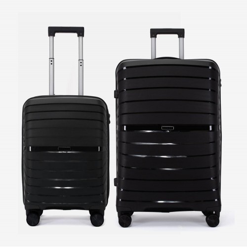  Troler set 2 Bucati KREAL model HAWAII Troler cabina 55 cm şi Troler mare 75 cm polipropilenă negru