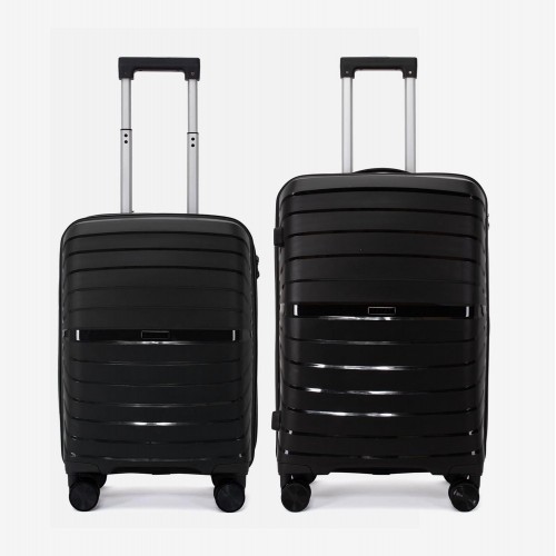  Troler set 2 Bucati KREAL model HAWAII Troler cabina 55 cm şi Troler mediu 64 cm polipropilenă negru