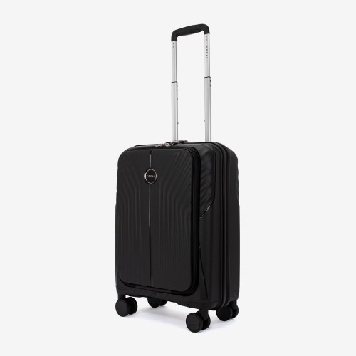 Troler cabina buzunar frontal laptop KREAL model IBIZA 55 cm polipropilenă negru