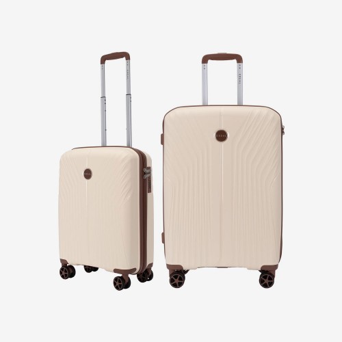  Troler set 2 Bucati KREAL model IBIZA Troler cabina 55 cm şi Troler mediu 65 cm polipropilenă bej
