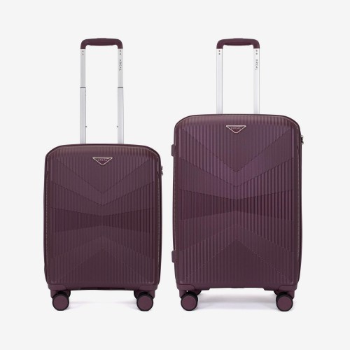  Troler set 2 Bucati KREAL model TASOS Troler cabina 55 cm şi Troler mediu 66 cm polipropilenă burgundy