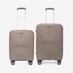  Troler set 2 Bucati KREAL model TASOS Troler cabina 55 cm şi Troler mediu 66 cm polipropilenă champagne