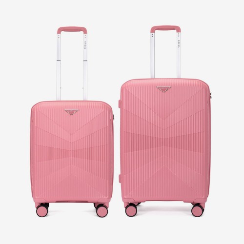  Troler set 2 Bucati KREAL model TASOS Troler cabina 55 cm şi Troler mediu 66 cm polipropilenă roz