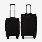  Troler set 2 Bucati ENZO NORI model SPARK Troler cabina 55 cm şi Troler mediu 66 cm textil negru