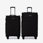  Troler set 2 Bucati ENZO NORI model SPARK Troler mediu 66 cm şi Troler mare 77 cm textil negru