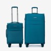  Troler set 2 Bucati ENZO NORI model SPARK Troler cabina 55 cm şi Troler mare 77 cm textil albastru - Imagine 1