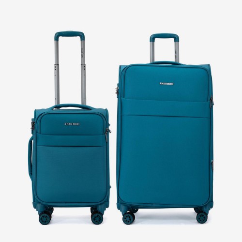  Troler set 2 Bucati ENZO NORI model SPARK Troler cabina 55 cm şi Troler mare 77 cm textil albastru