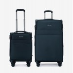  Troler set 2 Bucati ENZO NORI model SPARK Troler cabina 55 cm şi Troler mare 77 cm textil albastru-verde