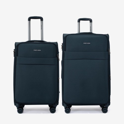  Troler set 2 Bucati ENZO NORI model SPARK Troler mediu 66 cm şi Troler mare 77 cm textil albastru-verde