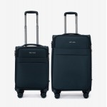  Troler set 2 Bucati ENZO NORI model SPARK Troler cabina 55 cm şi Troler mediu 66 cm textil albastru-verde