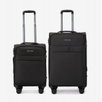  Troler set 2 Bucati ENZO NORI model SPARK Troler cabina 55 cm şi Troler mediu 66 cm textil verde-gri