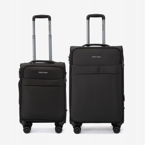  Troler set 2 Bucati ENZO NORI model SPARK Troler cabina 55 cm şi Troler mediu 66 cm textil verde-gri