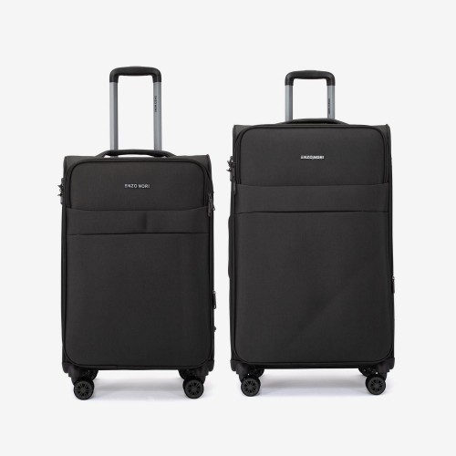  Troler set 2 Bucati ENZO NORI model SPARK Troler mediu 66 cm şi Troler mare 77 cm textil verde-gri