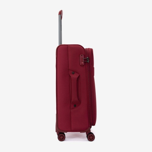  Troler set 2 Bucati ENZO NORI model SPARK Troler mediu 66 cm şi Troler mare 77 cm textil  rosu
