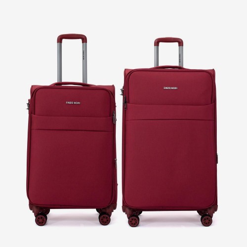  Troler set 2 Bucati ENZO NORI model SPARK Troler mediu 66 cm şi Troler mare 77 cm textil  rosu