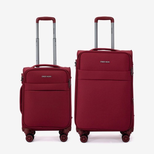 Troler set 2 Bucati ENZO NORI model SPARK Troler cabina 55 cm şi Troler mediu 66 cm textil rosu