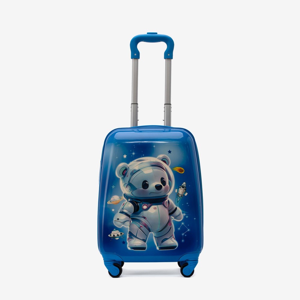 Troler copii Bear 44 cm ABS cu policarbonat, albastru,alb