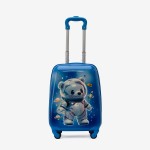 Troler copii Bear 44 cm ABS cu policarbonat, albastru,alb Troler copii Bear 44 cm ABS cu policarbonat, albastru,alb