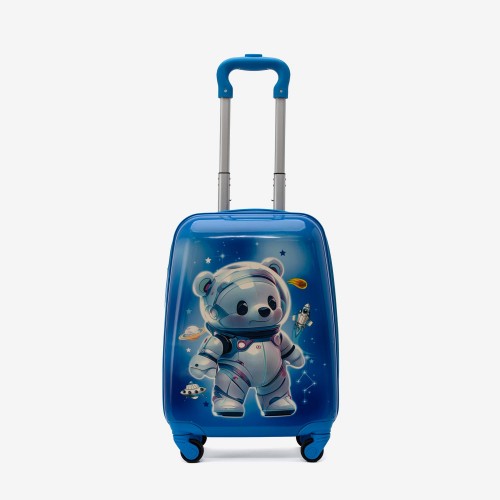 Troler copii Bear 44 cm ABS cu policarbonat, albastru,alb
