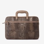 Geanta business ЕNZO NORI model SALAS din piele naturala bej cu imprimeu